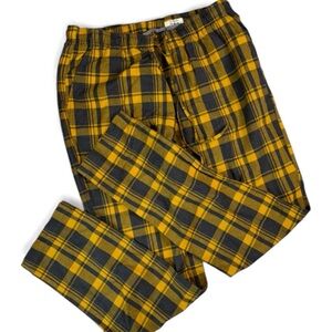 Shuttlenotes Japan NEW Men's Yellow and Gray Plaid Flannel Lounge Pants Large